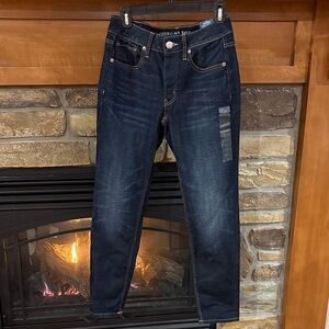 American Eagle Outfitters Tomgirl Prussian Dark Jeans Button Front Stretch Sz 2